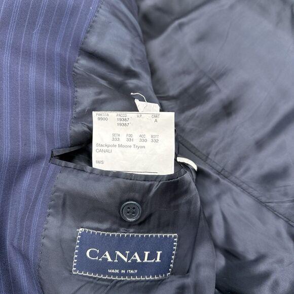Canali Blazer Jacket Mens Size 42 R‎ Navy Blue Wool Pinstripe Made in Italy - Picture 9 of 12